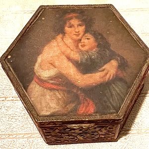 Antique/Vintage MCM Mele Florentine Box Madam Lebrun and Daughter Art On Lid